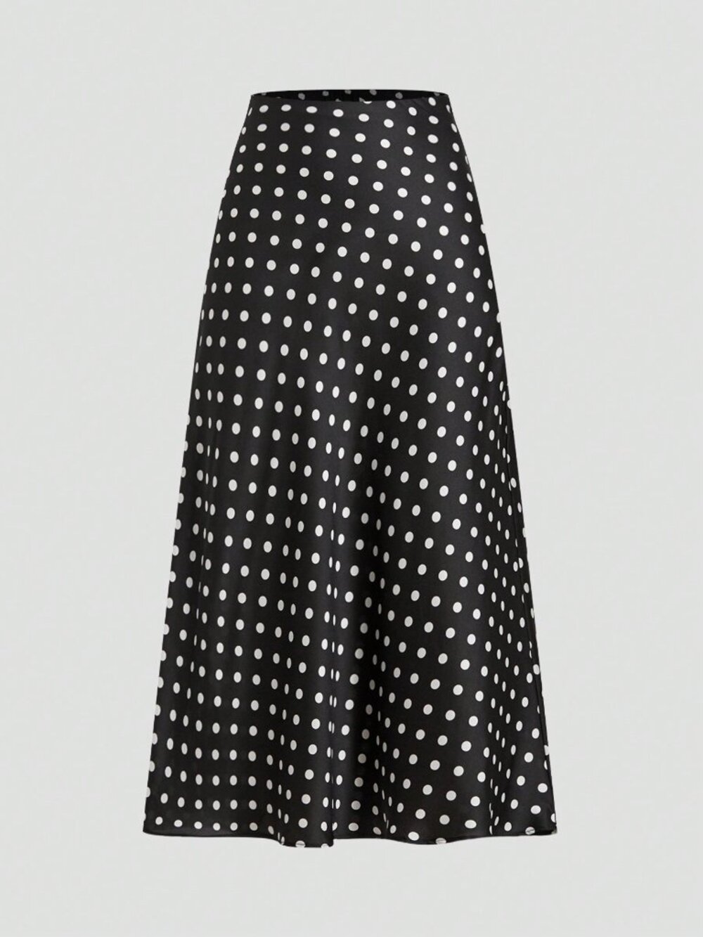 Black Casual Women's Polka Dot Flared High Waist Skirt